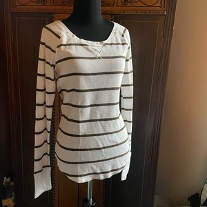 Victoria’s Secret Pink thermal knit top white and brown stripes